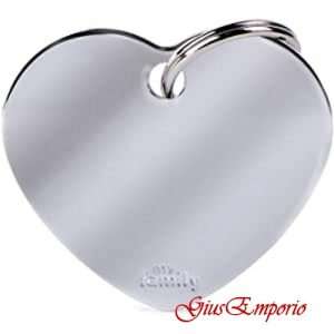 Medaglietta cane/gatto MyFamily Cuore Grande in Argento Lucido