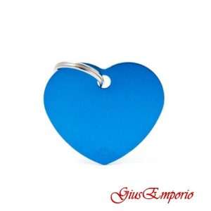 Medaglietta cane/gatto MyFamily Cuore Grande Blu Satinato