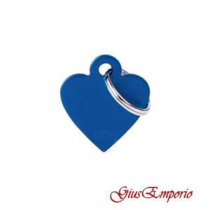 Medaglietta cane/gatto MyFamily Cuore Piccolo Blu Satinato