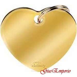 Medaglietta cane/gatto MyFamily Cuore Grande in Ottone Dorato