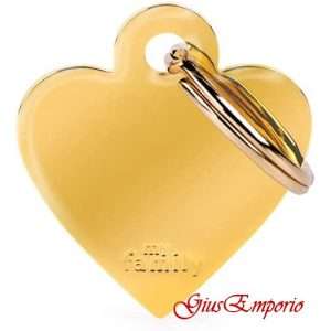 Medaglietta cane/gatto MyFamily Cuore Piccolo in Ottone Dorato