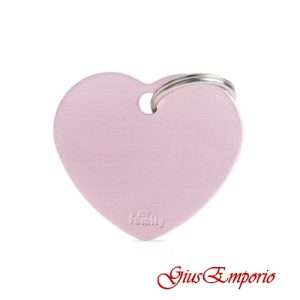 Medaglietta cane/gatto MyFamily Cuore Grande Rosa Satinato