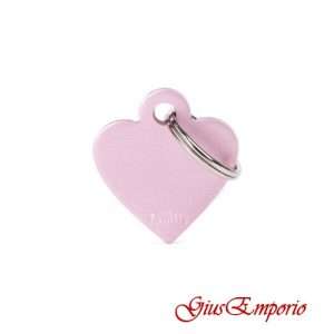 Medaglietta cane/gatto MyFamily Cuore Piccolo Rosa Satinato